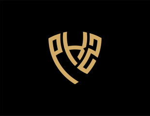 PKZ creative letter shield logo design vector icon illustration