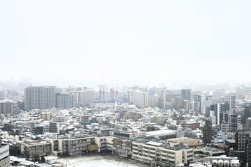 view of the city in winter