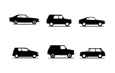 silhouettes of cars with different design