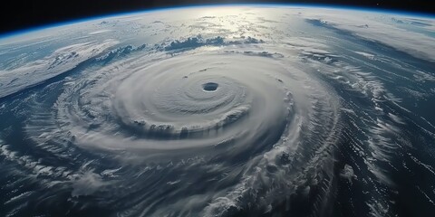 Fototapeta na wymiar Majestic aerial view of a hurricane from space with dramatic clouds