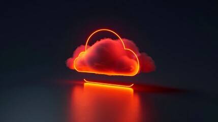 Close-up, Abstract minimal cloud computing icon with dark background