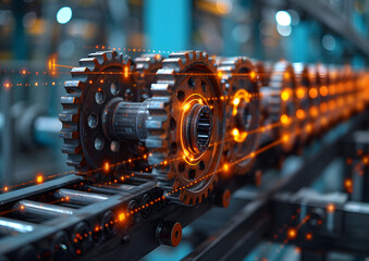 Obraz premium Mechanical industry, a development section of mechanic technology in a factory by technical engineer