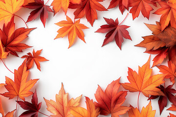autumn leaves seamless pattern on white background