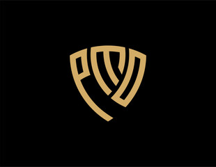 PMO creative letter shield logo design vector icon illustration