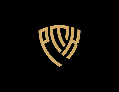 PMK creative letter shield logo design vector icon illustration