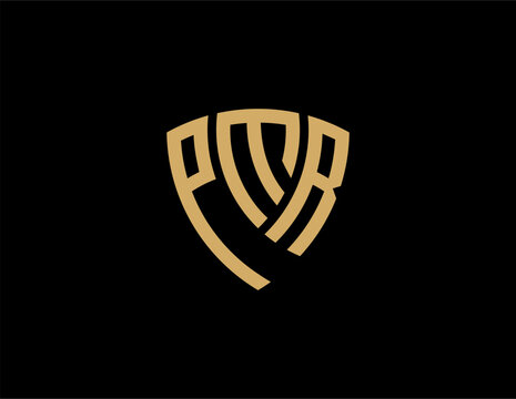 PMR creative letter shield logo design vector icon illustration