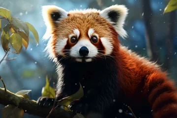 Poster Red panda wild. Zoo red outdoor. Generate Ai © juliars