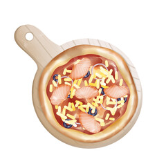 Salmon cheese  black olives pizza
