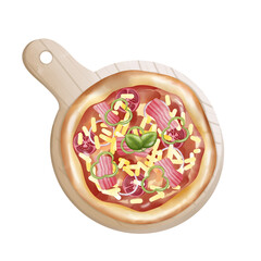 ham cheese pepper pizza 