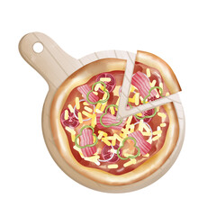 ham tomato peppers cheese pizza