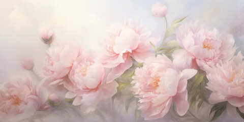 Blooming Pastel Peony: a Delicate Gift of Romance on a Vintage Floral Background
