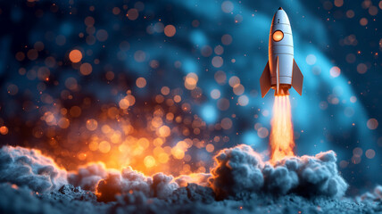 rocket launch image depicting ideas, vision, entrepreneurship, marketing and goals in business