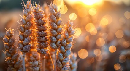 A golden field of wheat glows in the early morning light, basking in the warmth of the rising sun...