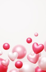 3D背景素材_ハート_赤