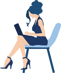 オフィスで仕事をする女性のイラスト