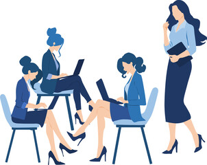 打ち合わせをする女性たちのイラスト