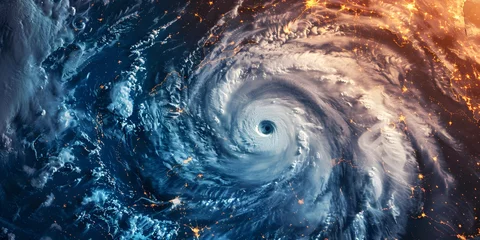 Foto op Canvas Hurricane Florence over Atlantics. Satellite view. Super typhoon over the ocean. The eye of the hurricane. The atmospheric cyclone.View from outer space Some elements of this image furnished by NASA © Ziyan