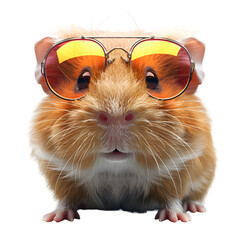 A 3D animated cartoon render of a trendy guinea pig sporting mirrored sunglasses.
