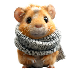 A 3D animated cartoon render of a funny guinea pig wearing a knitted sweater.