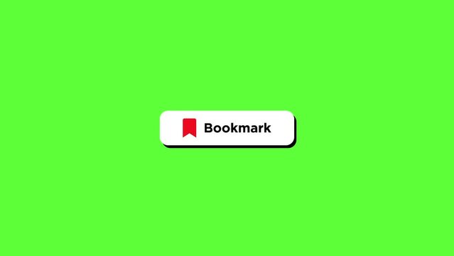 4K motion graphics animation of bookmark button on chroma key green screen background.