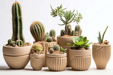 Fotobehang Cactus in pot Sandy Pottery: Cactus and Succulent Beach Decor Ideas for a Seascape Home