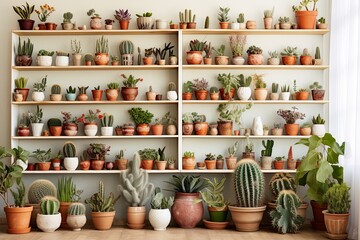 Cactus and Succulent Living Room Decor Art Poster - Unique Backdrop Ideas