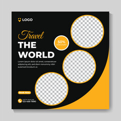 Creative social media post template for travel holiday tourism