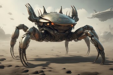Fototapeta premium figure tank crab with gun, Generative AI
