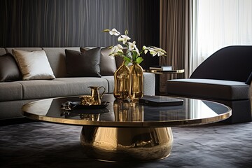 Golden Leg Round Coffee Table: Contemporary Living Rooms with Elegant Accents