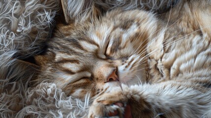 Sleeping Cat's Fur and Whiskers. Delve into the world of feline beauty with an extreme close-up macro shot, revealing the detailed texture of a sleeping cat's fur and whiskers with remarkable depth - Powered by Adobe