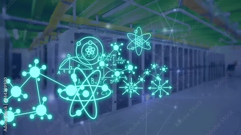 Aufkleber animation of digital data processing over computer servers