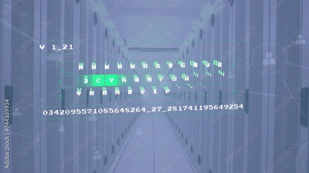 Poster animation of digital data processing over computer servers