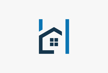 Letter H Real Estate Logo. Minimal Geometric Logotype Concept. Typography Brand, Business related with Construction, Architecture, Building, House, Home, Apartment, Architecture, Construction, Resort