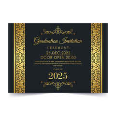Elegant graduation invitation template with ornament