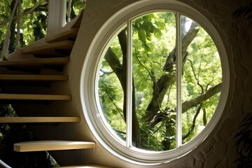 Arch Window Spiral Staircase Design Inspirations with a Perfect View