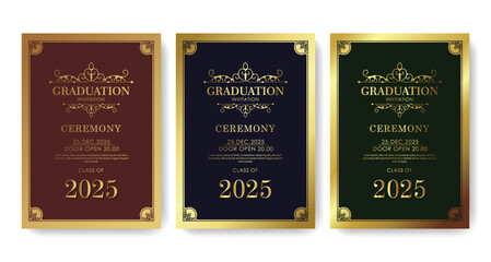 Elegant graduation invitation template with ornament - obrazy, fototapety, plakaty