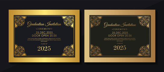 Elegant graduation invitation template with ornament