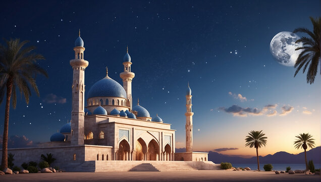 Islamic background with The Al Sahaba Mosque