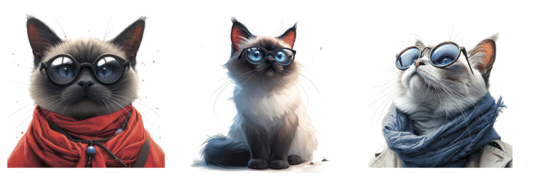 A Serene Birman Cat With Mystical Himalayan , Isolated Transparent Background Images