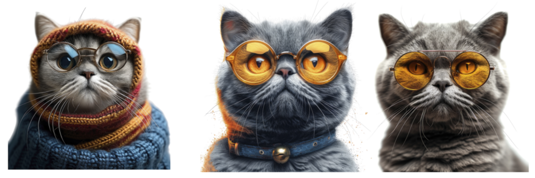 A Quirky Scottish Fold Cat Sporting Playful, Isolated Transparent Background Images