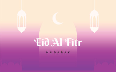 Eid Al Fitr mubarak modern style banner background, greeting card