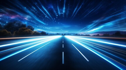 Road with blue light trails
