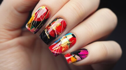 Colorful painted nails.Manicure concept. Close up