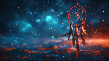 A surreal dreamcatcher floating in a starry night sky, weaving together the mystical and the celestial on fabric.