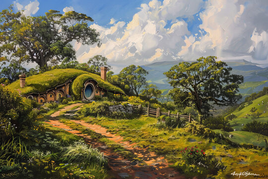 Mysterious House with a Grass Roof, Resembling a Dwarf's Cozy Abode