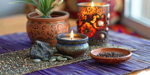 Meditation altar for spiritual pursuits like tai chi, yoga, meditation, prayer, massage, reiki, and more