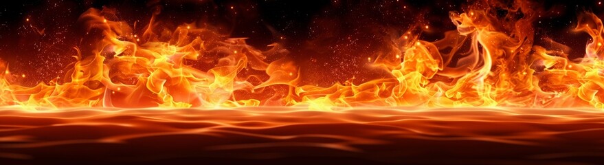 Inferno Blaze Fiery Flames Engulfing the Horizon - obrazy, fototapety, plakaty
