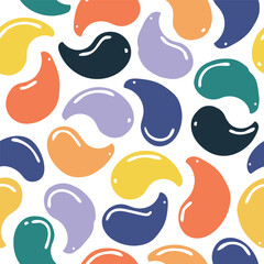 Vector seamless pattern with color patches. Multi-colored cosmetic product on a white background. Illustration with drops or spots. Flat patch print