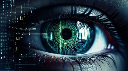 Obraz premium Digital eye concept with vibratory retina and pupil
