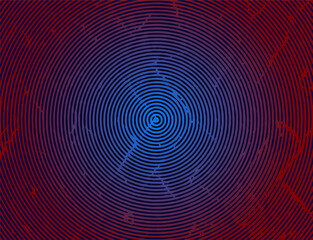 Fototapeta na wymiar abstract background with circles, A red and blue spiral fingerprint effect pattern on a black background with red and blue color, abstract background with circle,